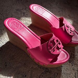 Tory Burch Pink Wedge Sandals